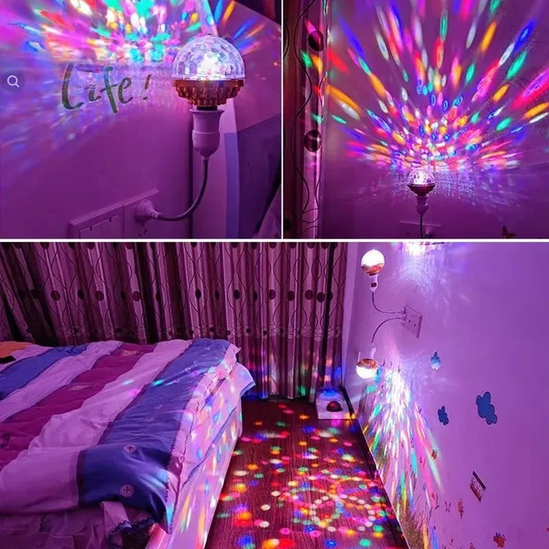 Renkli E27 Dönen Atmosfer 360 Sihirli Top Ampul Otomatik Sahne Efekti LED Lamba Gece Lambası DJ Disko KTV Dans Partisi İçin